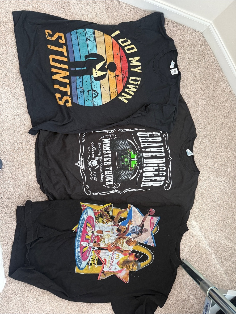 Black Graphic Band Tee with Colorful Retro Sun Print